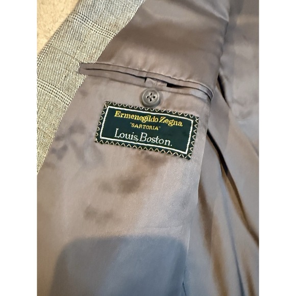 Ermenegildo Zegna Sartoria Louis Boston Gray Plaid DB Sport Coat 46R Lined - Picture 2 of 7